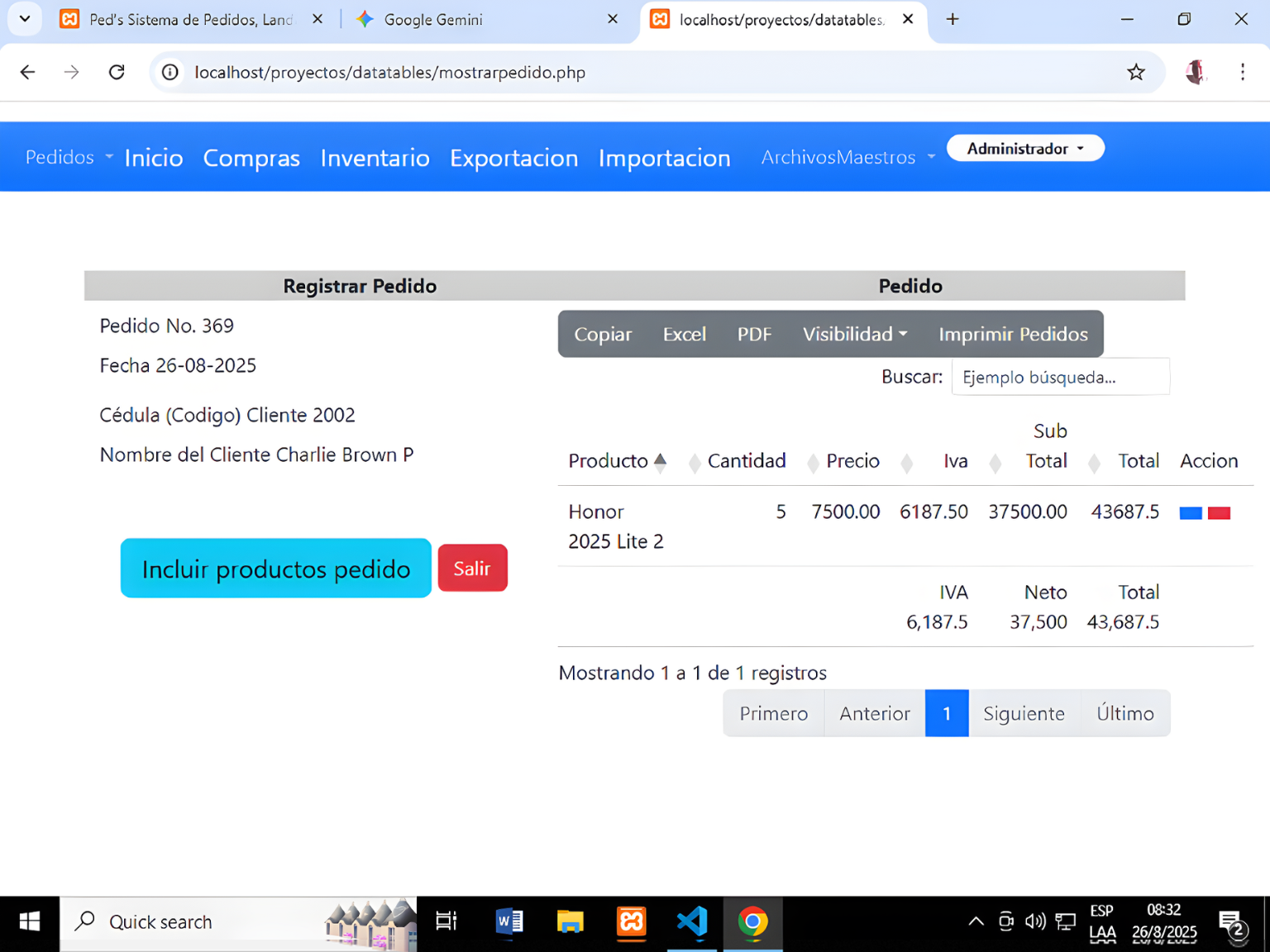 Imagen sobre el sistema Ped's, de pedidos