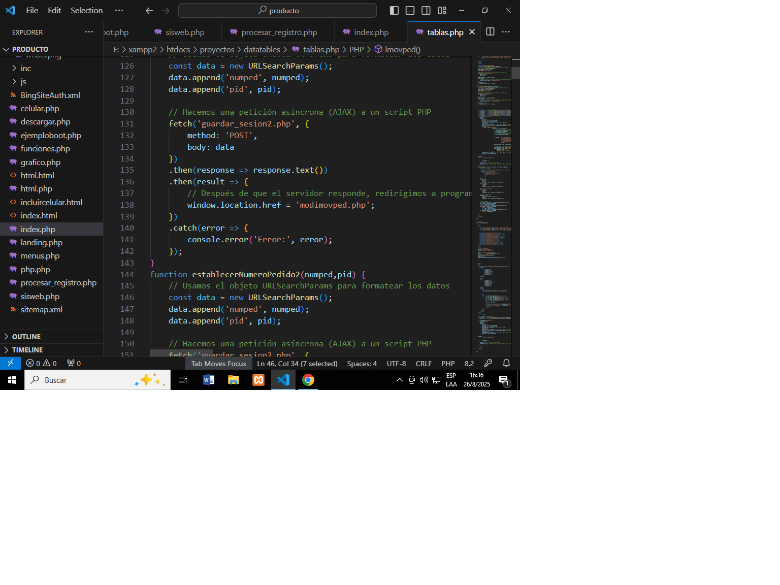 imagen de un editor de programas, visual studio